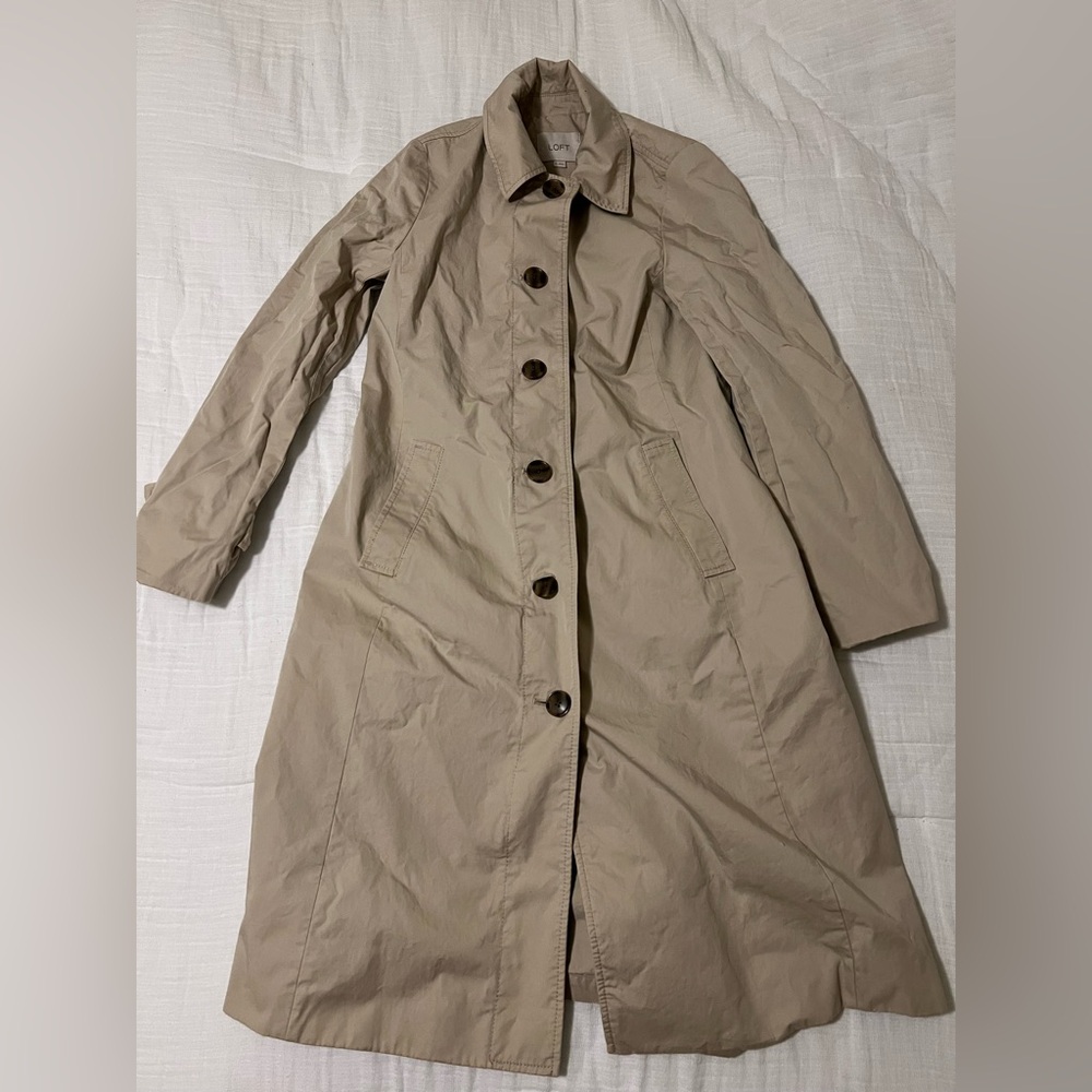 LOFT Tan Trench Coat with belt